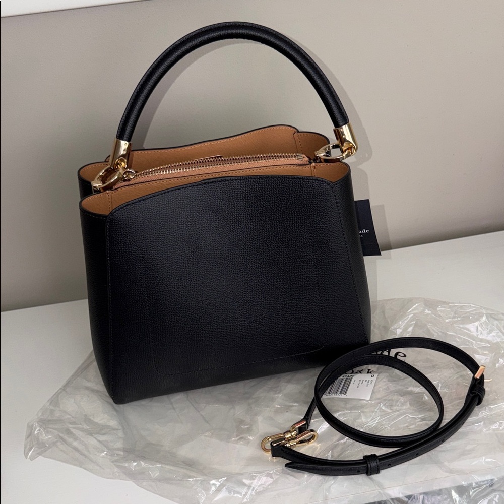BNWT Kate Spade Black Leather Handbag adjustable / removable shoulder strap - Picture 6 of 9